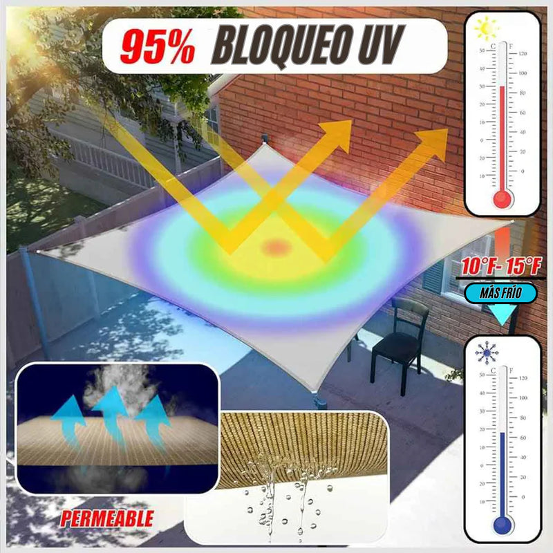 TOLDO VELA DE SOMBRA RECTANGULAR 2 X 3 m - PROMOCION CIERRE DE LA TIENDA