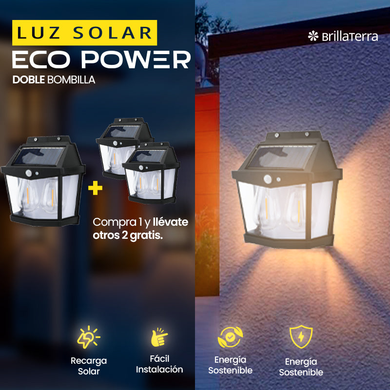 Luz Solar EcoPower con Doble Bombilla