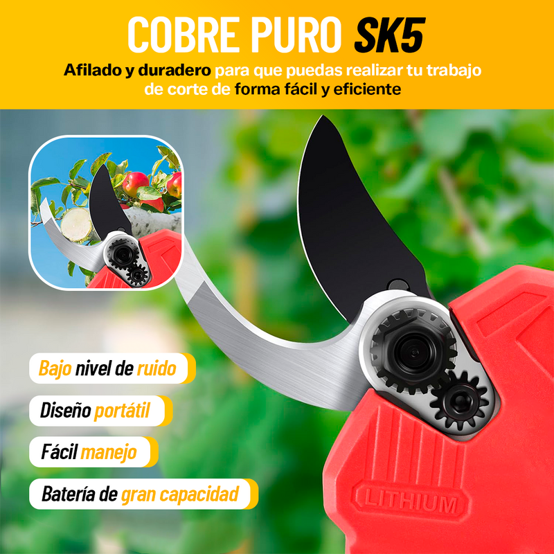 PodaPower Pro – Tijeras de podar eléctricas con doble batería y alto rendimiento