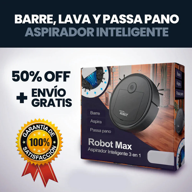 Robot MaxClean - Aspirador Inteligente 3 en 1 con Sensores Anti Colisión