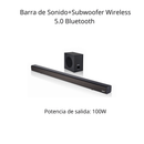 Barra de Sonido+Subwoofer Wireless 5.0 100W. Home Cinema
