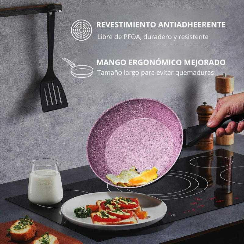 SET 2 SARTENES GRANITO MORADO