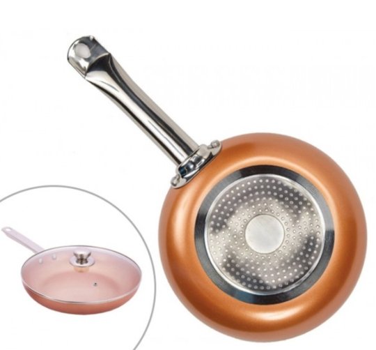 SET 3 SARTENES ANTIADHERENTES DE COBRE + 2 TAPAS DE CRISTAL 🎁